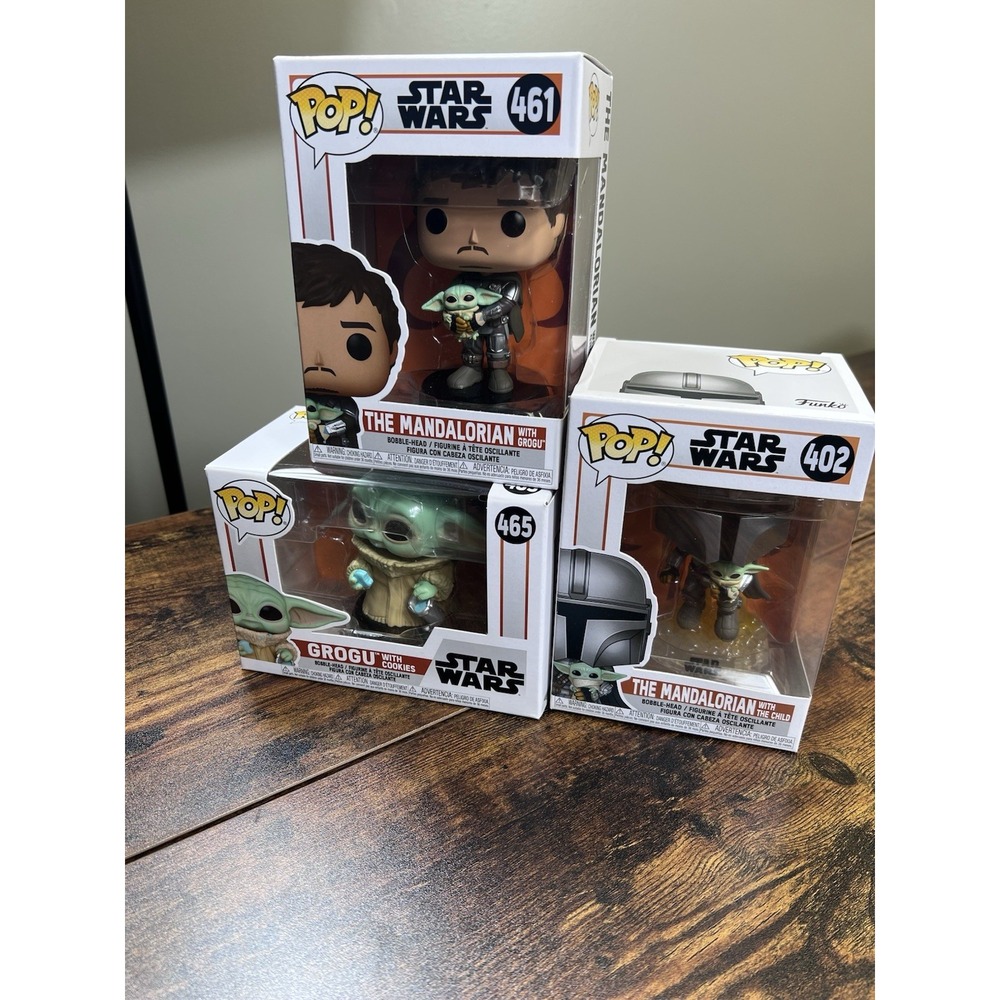 Star Wars Funko Pop! Vinyl Figures Lot of 3 Grogu Cookies Mandalorian 461 402